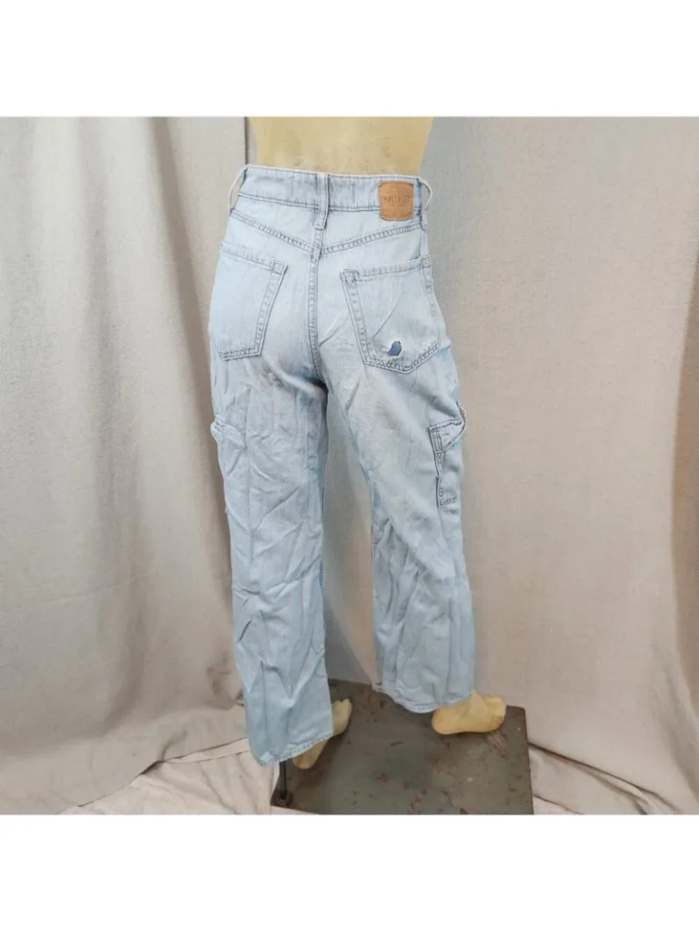 Hollister High Rise Vintg Baggy Light Wash Denim Blue Jean Size 1R / 0R 25 Wx 29 - Picture 5 of 9